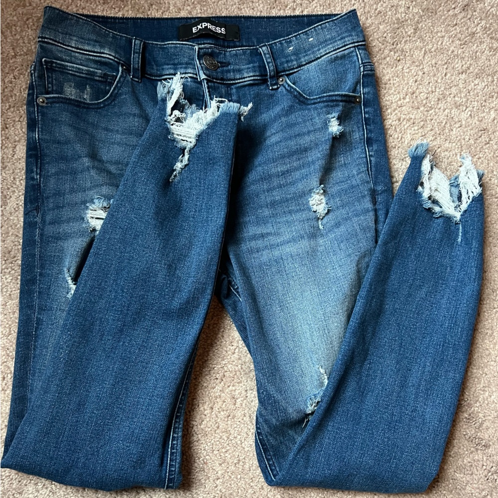Express Stretch + Denim Perfect Ankle High rise Women's Distressed Jeans Size 8R